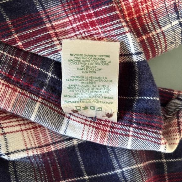 ROOTS Men's Size Large Flannel Button Down Blue Red Plaid Gorpcore Outdoors Warm - Picture 13 of 13